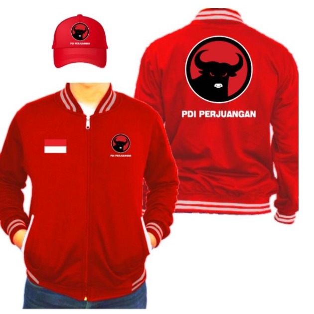 TYPE 04 zipper partai PDIP - bonus topi - Jaket baseball partai PDIP - jaket partai partai PDIP