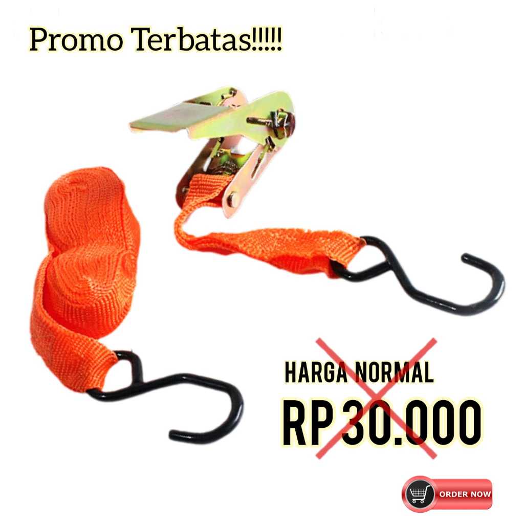 Rachet Ratchet Tie Down 5m Tali Pengikat Pengait Ikat Sound Sistem Barang Adjustable Cargo Strap Bel