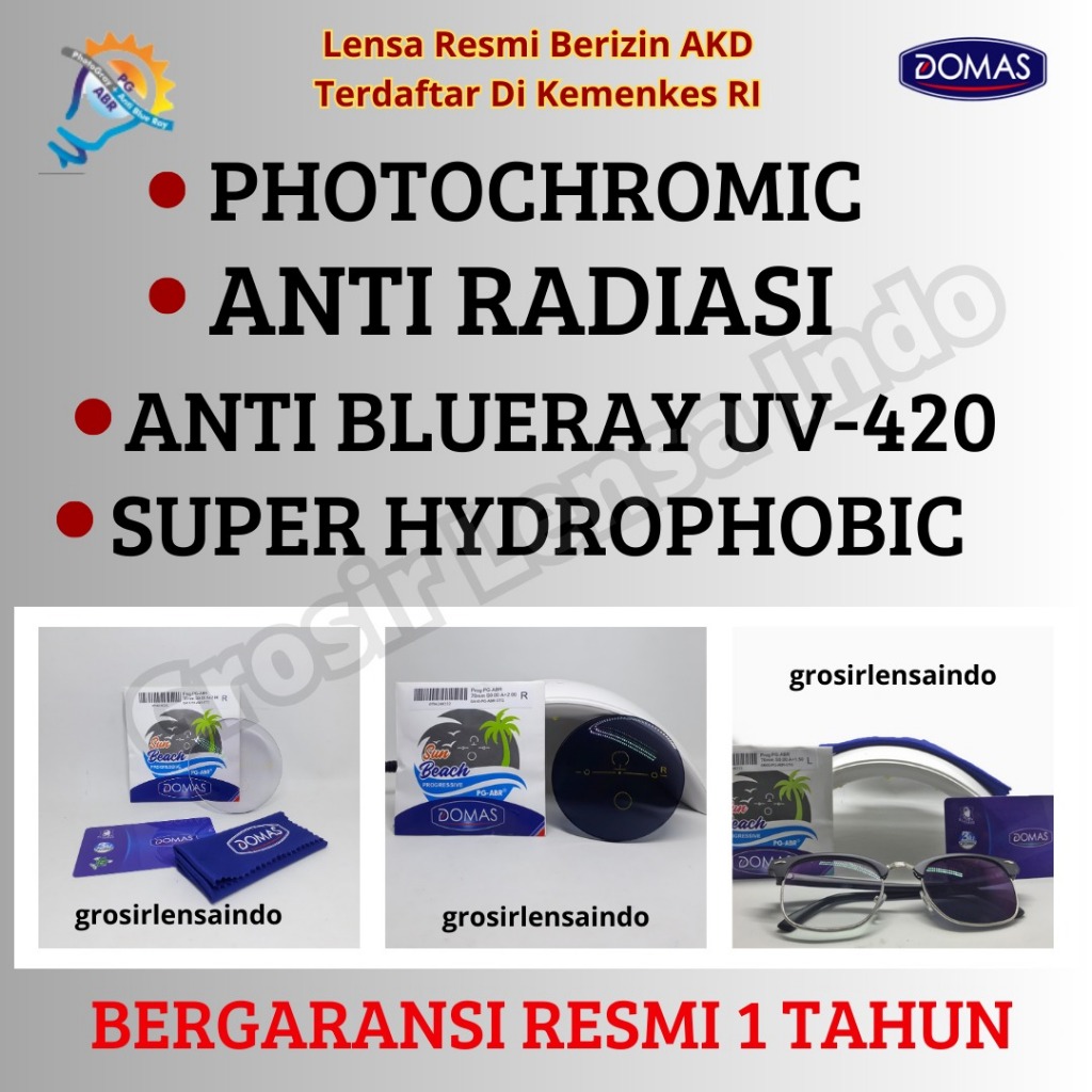 Lensa Progresif Bluecromic (blueray photocromic) Garansi coating 1 THN