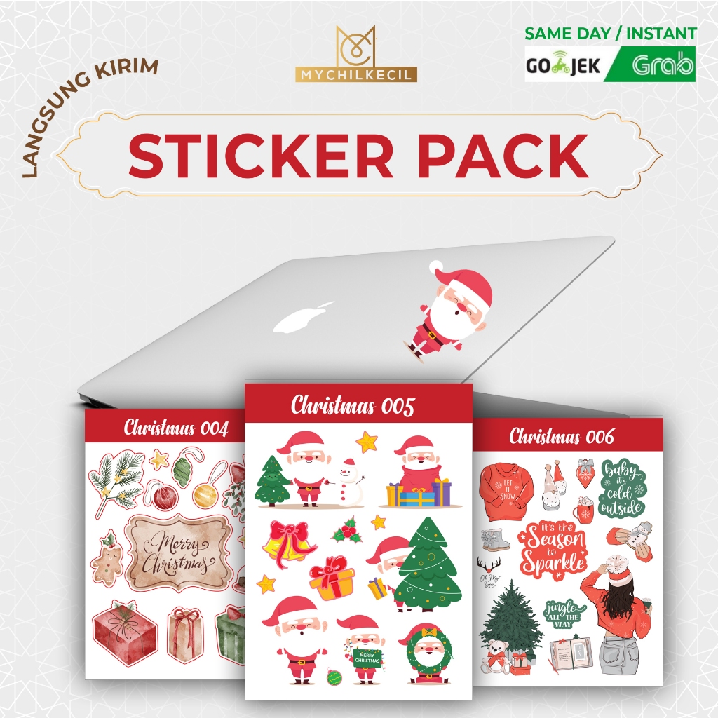 

STICKER PACK NATAL / CHRISTMAS / STIKER DEKORASI stiker natal untuk dekorasi, art n craft