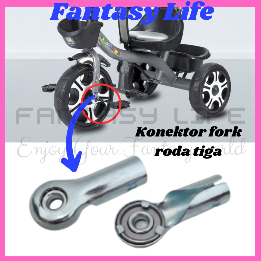 Fantasy Konektor fork sepeda roda tiga plat besi adaptor tahanan ban depan ke garpu sepeda R3 tricyc