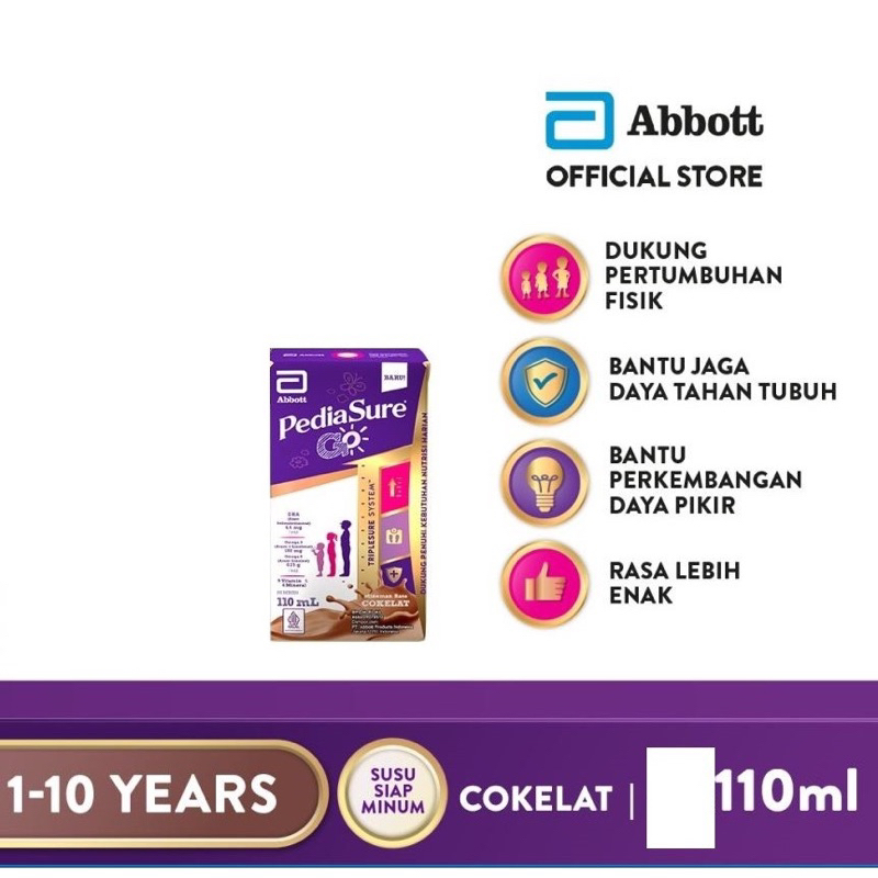 

Pediasure go susu uht coklat 110ml