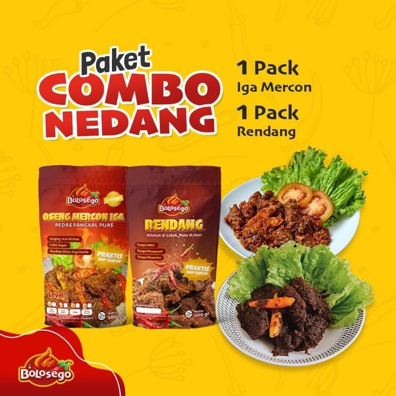 

BERGARANSI! PAKET COMBO NENDANG (1 OSENG MERCON IGA & 1 RENDANG) BOLOSEGO-HALAL