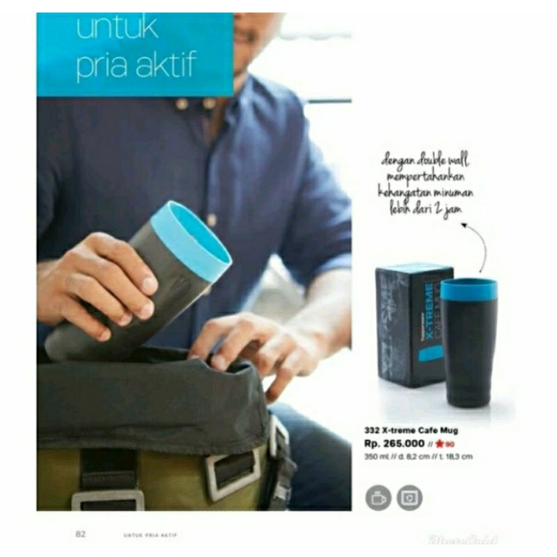 TERMOS tupperware ekstreme cafe mug ( TAHAN 4 JAM) ukuran 350ml dan ekstreme mealbox