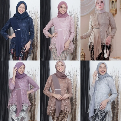 Atasan Aurora Selendang Terlaris Kebaya Modern Pakaian Wisuda Baju Nikahan dan Lamaran warna MILO