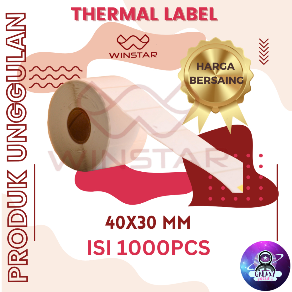 

LABEL STICKER THERMAL 40x30 ISI 1000 LEMBAR CORE 1inch CUP Label