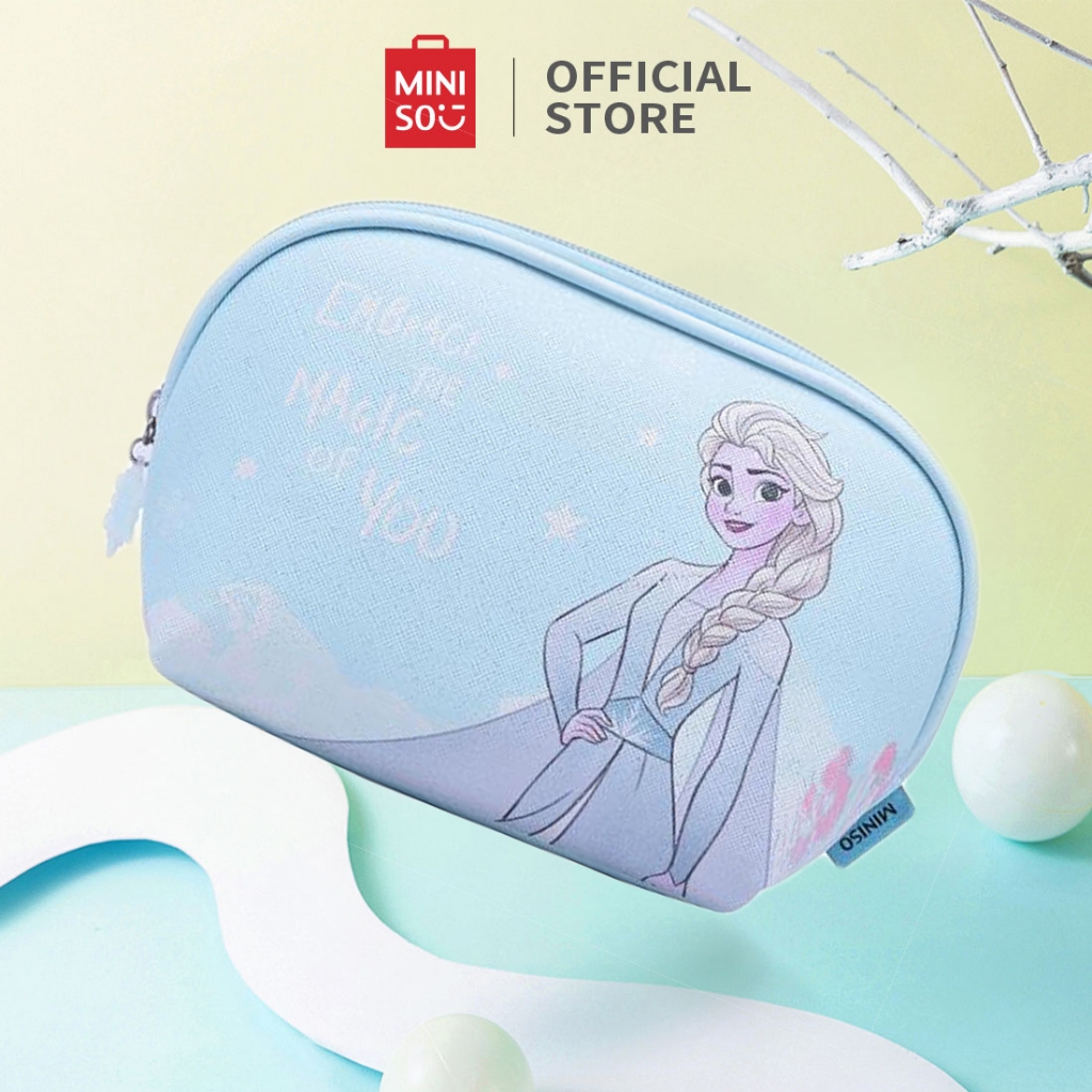 MINISO Tas kosmetik Koleksi Disney Frozen Shell Shape Makeup Bags Cosmetic Bag Kapasitas Besar Tahan