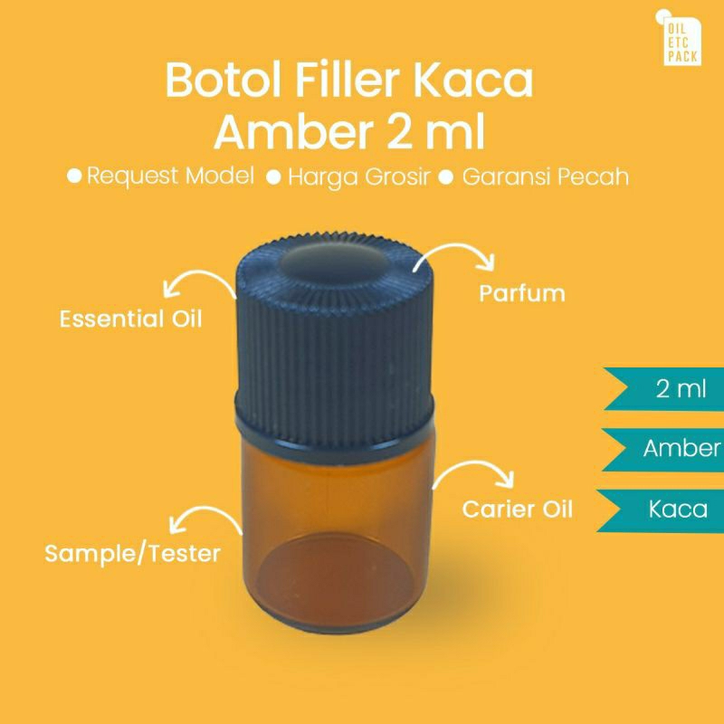 Botol Filler Kaca Amber 2ml / Wadah Kosong Sample Refill Parfum / Mini Travel Kit