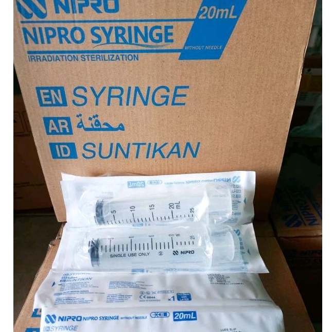 Spuit 20cc / Syringe 20ml Luer Slip Nipro pcs