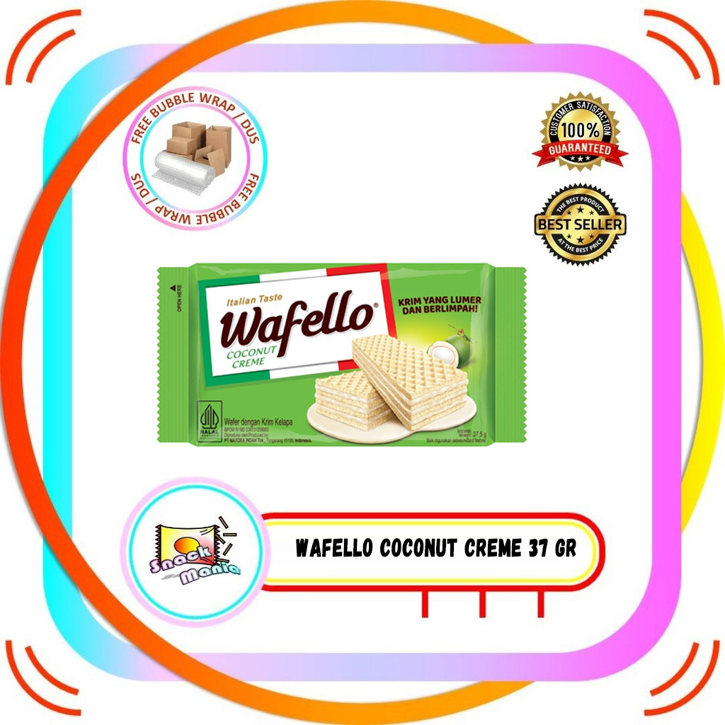 

Wafello Italian Taste Coconut Creme Wafer ~ 37.5 gr Krim Kelapa