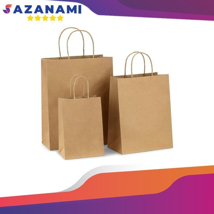 

PAPERBAG KANTONG KERTAS MINI 18 X 14 X 5 PAPER BAG COKLAT TALI ISI 12