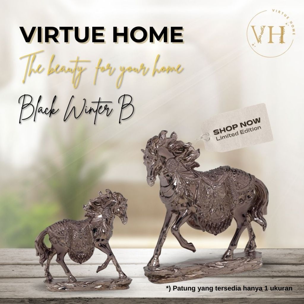 PATUNG DEKORASI RESIN ART UNTA BLACK WINTER B