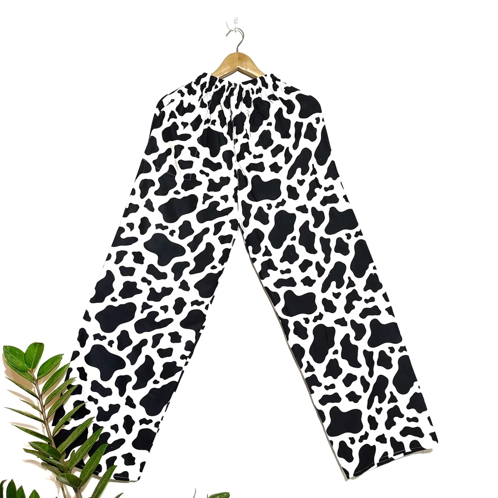 Celana Panjang Wanita Kulot Motif Sapi Rayon Premium Jumbo