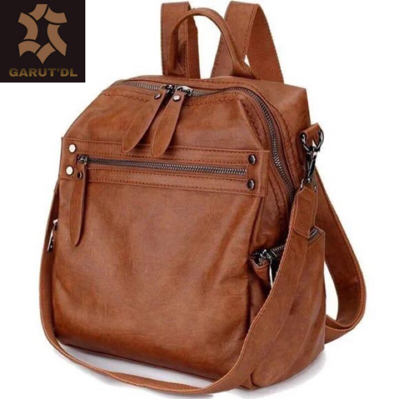 Tas Ransel Wanita 100% Kulit Sapi Asli,High Quality.Tas Ransel Wanita Garut DL 47