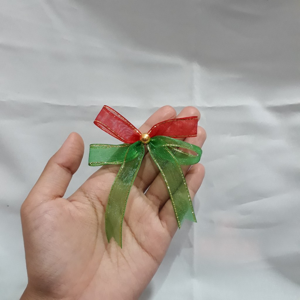 

10 pcs pita tempel seri natal transparan merah hijau