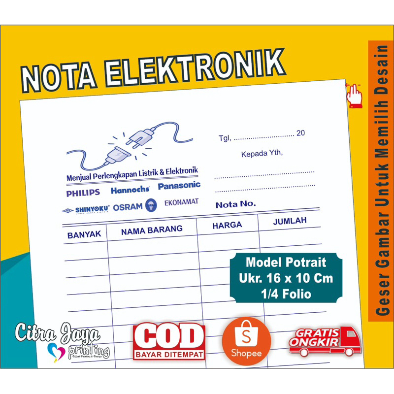 

[READYSTOCK] Buku Nota Elektronik 1ply 2ply | Bon Usaha Toko Listrik 1 rangkap 2 rangkap | Toko Kabel 1 ply 2 ply - Lampu - Siap Kirim ✅