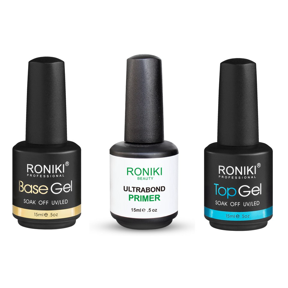 ←✻ RONIKI Base / Primer / Top Steel / Top Mate Coat Nail Gel Polish 15ml