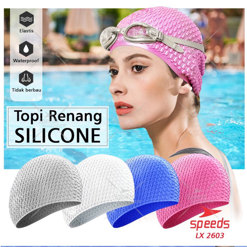 SPEEDS Topi Renang Dewasa Anak / Silicone Swim Cap / Penutup Kepala Renang All Size 2601