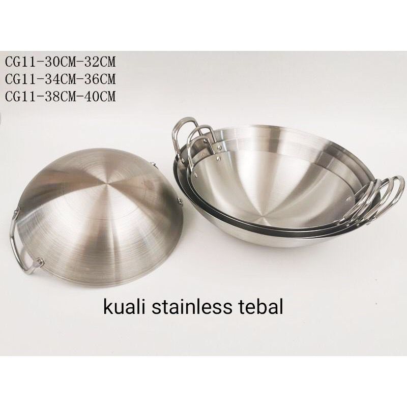 [ BISA COD ] Wajan/Kuali Stainless Steel/Wajan Penggorengan/ Penggorengan Wajan/Kuali