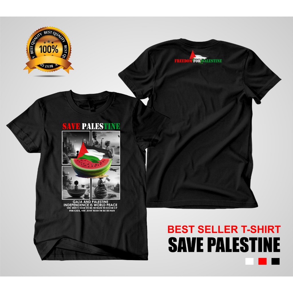 Kaos SAVE PALESTINE Dewasa Pria & Wanita Terbaru Kaos Cotton Combad
