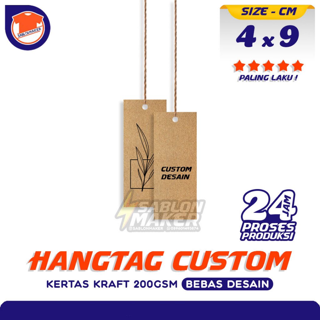 

Price Tag Custom Bebas Desain Kertas Kraft 200GSM Hangtag Label Harga