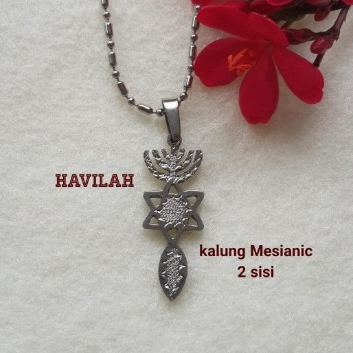 ✔️Splash⚡ Kalung Mesianik Yahudi Israel Monel Anti Karat Souvenir Kristen Profetik Bahtera Mahanaim