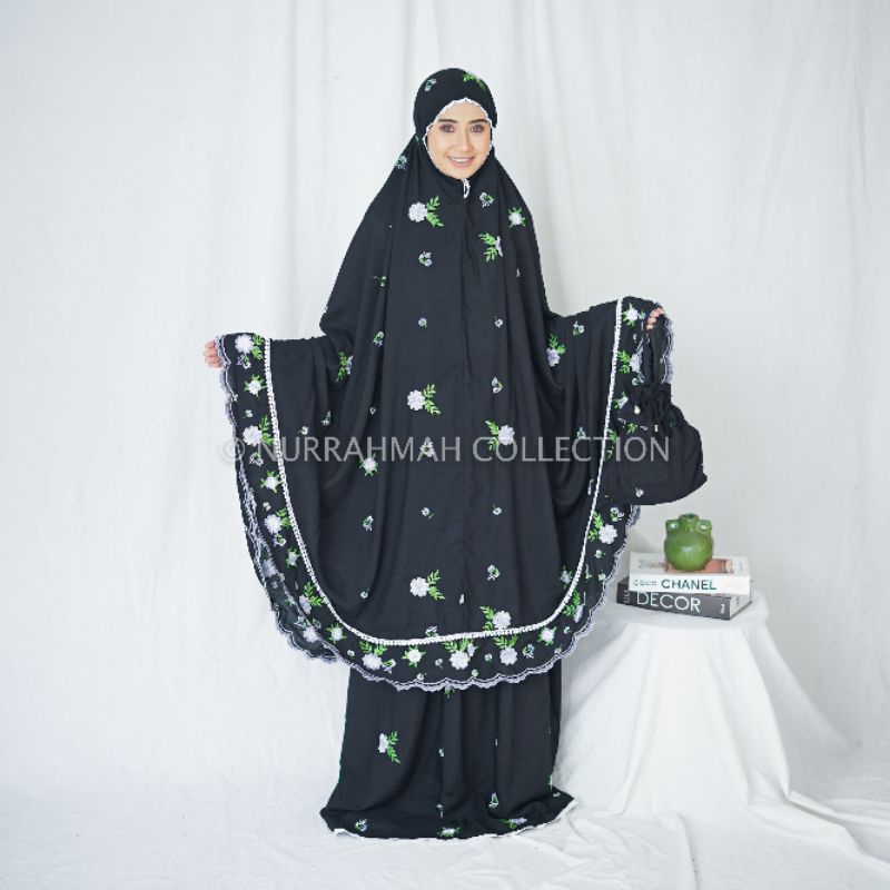 Mukena Dewasa katun rayon motif bunga bunga