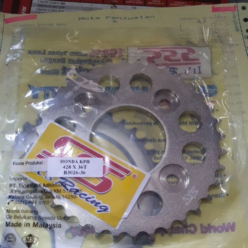 gear belakang sss 428,415 supra x 125,kharisma,supra fit new