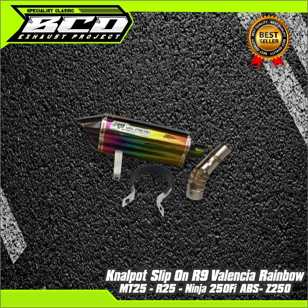 Knalpot Slip On R9 Valencia Rainbow MT25 - R25 - Ninja 250Fi ABS- Z250