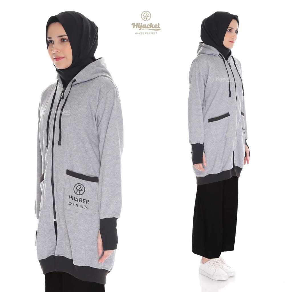 HIJACKET - Jaket Hijaber YUKATA Grey | Jaket Wanita Panjang | Outerwear For Hijaber