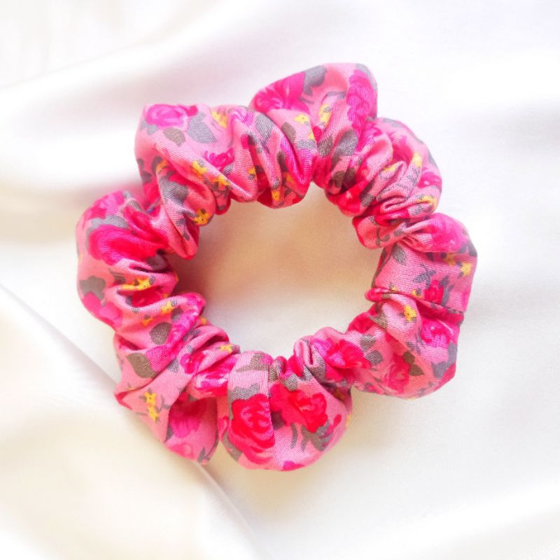 Scrunchie Premium Motif Flower ❤️| Scrunchie Ala Korea | Scrunchie Hijab | Ikat Rambut Cepol | Kuncir Rambut