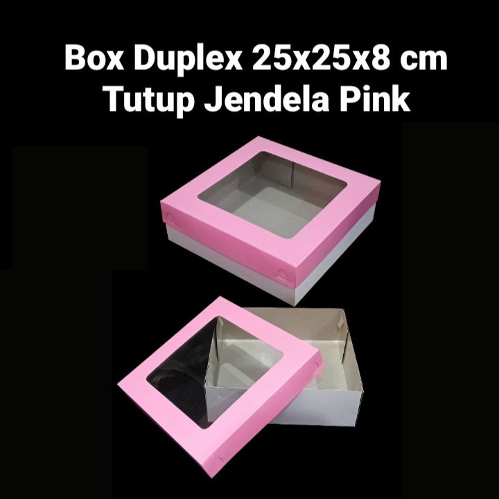 

(5 pcs) box duplex tutup jendela pink dus toples kue kering 250gr isi 4 kardus kemasan kue bolu ukuran 25x25x8cm