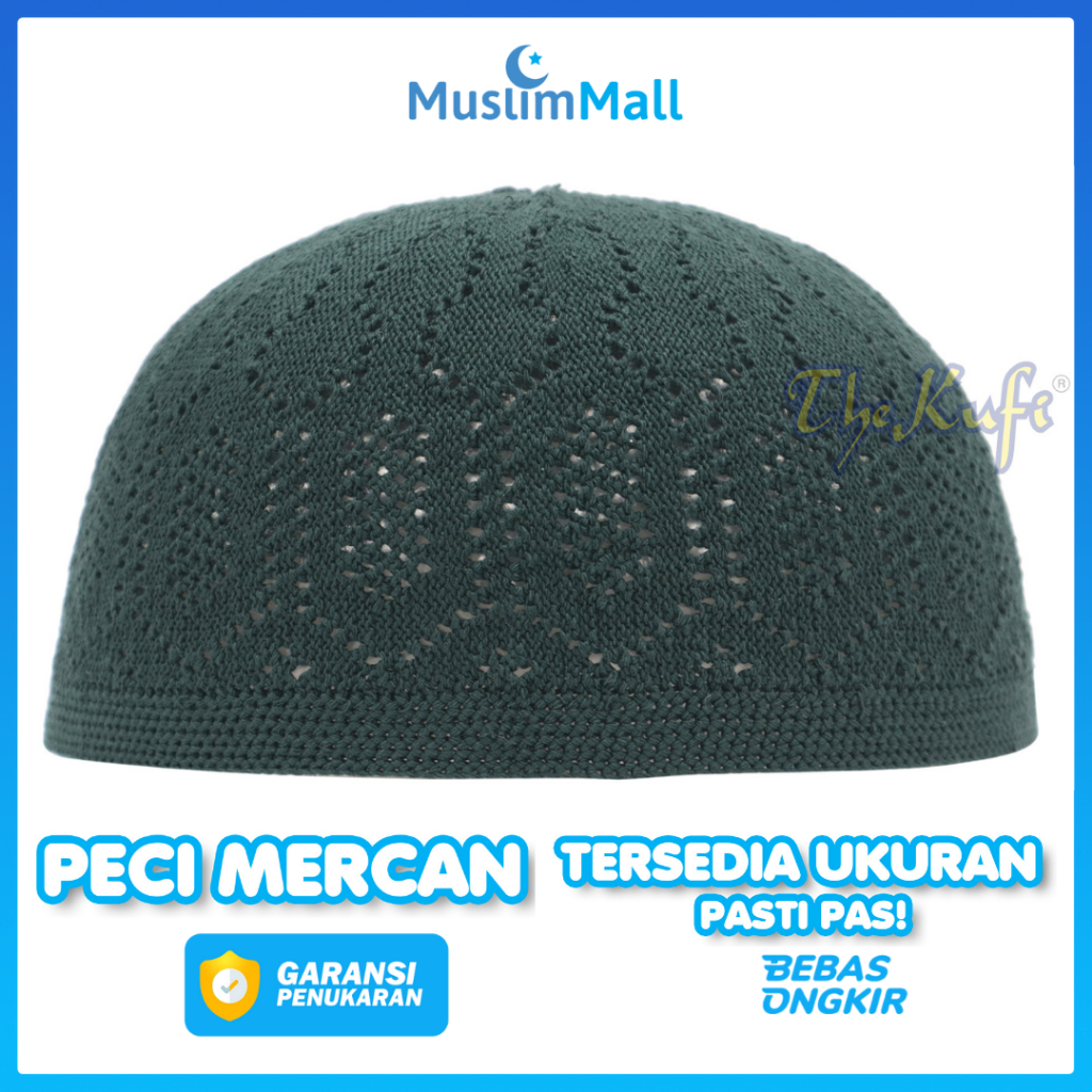 Peci Rajut Mercan Turki Kopiah Pria Hijau Tua - The Kufi