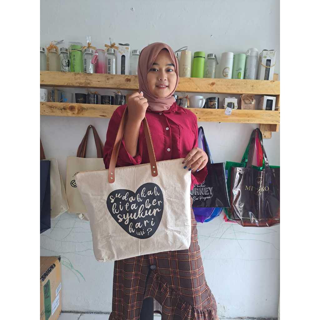 Souvenir Pernikahan Termurah - Baby Kanvas Totebag - Sablon
