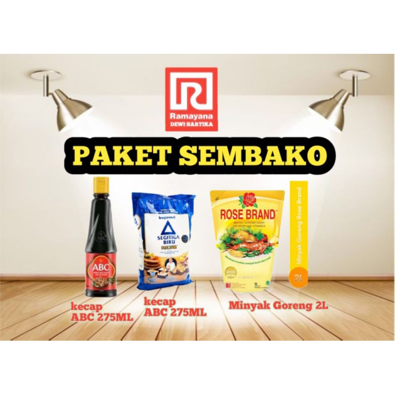 

PAKET SEMBAKO (SEGITIGA BIRU 1KG 00140627/KECAP ABC 275ML 00101867/MINYAK ROSE BRAND 2L 00422139)