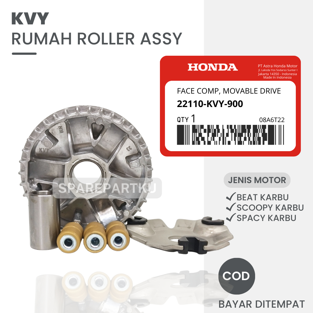 KVY RUMAH ROLLER ASSY BEAT KARBU / SCOOPPY KARBU / SPACY KARBU / RUMAH ROLLER SET HONDA BEAT KARBU 1