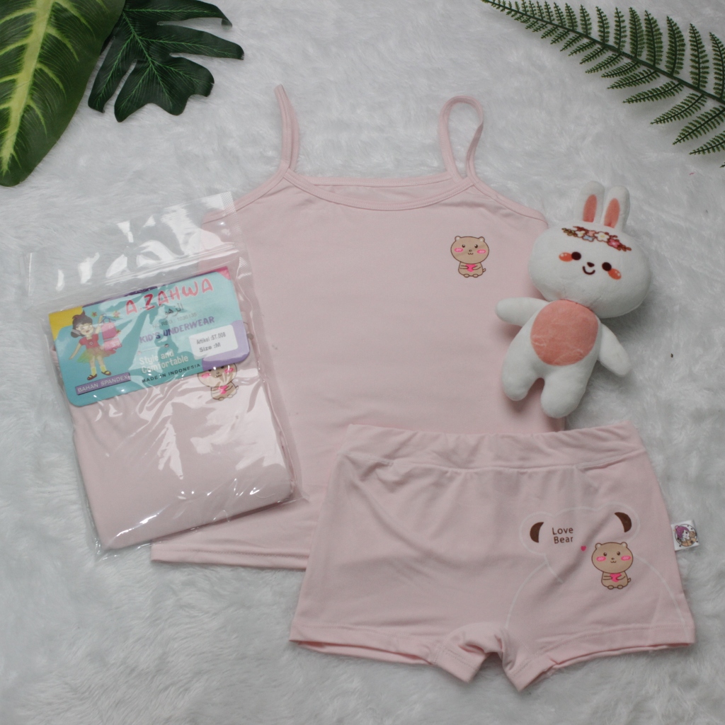 Pakaian dalam tanktop spandex anak perempuan bear A zahwa ST 008 - kids underwear - kaos singlet ST 008 (1set)