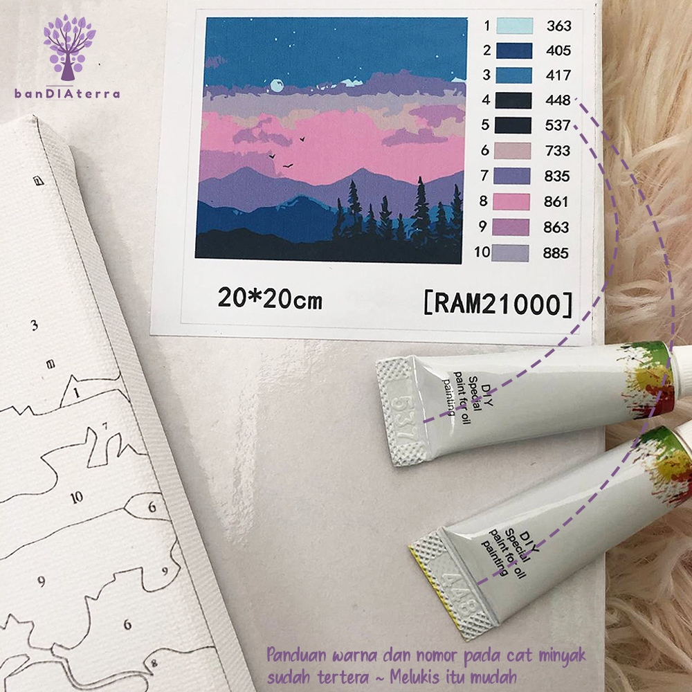 

Bandiaterra DIY Paint by Number KIT / Painting by Number / Set Alat Lukis Praktis ukuran 20x20cm (PART 2)