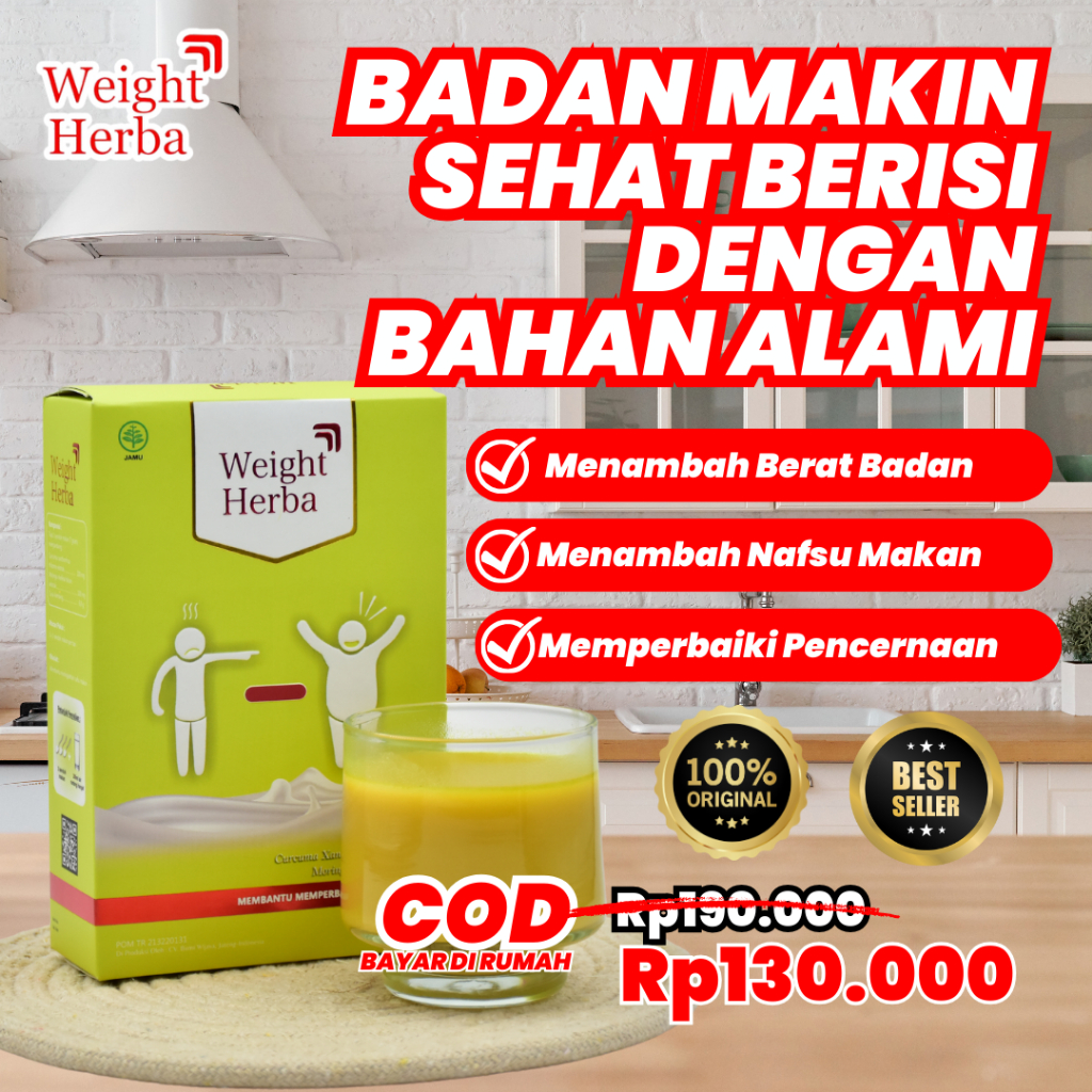 

Weight Herba - Susu Penggemuk Berat Badan Naik Tinggi Protein Melancarkan Saluran Pencernaan Tanpa Efek Samping Asli Original BPOM Halal dengan Bahan Herbal Alami Booster Gemuk Massa Otot Mass Gain Suplemen Tubuh