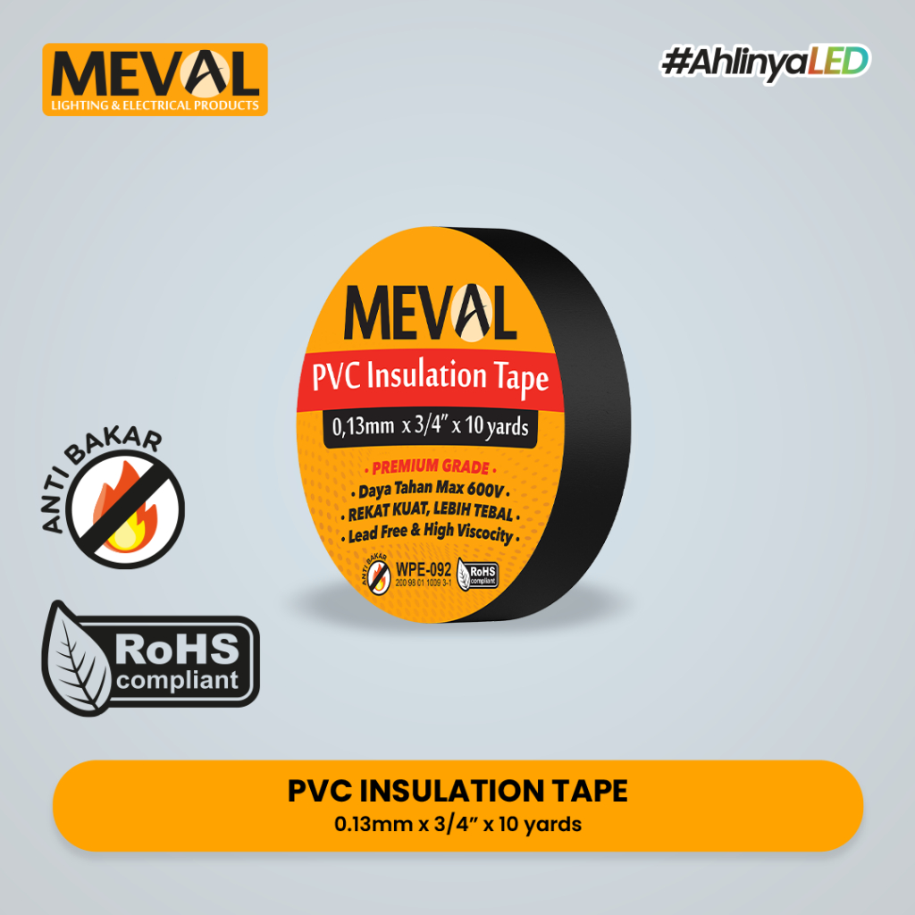 MEVAL Isolasi Listrik PVC - Hitam