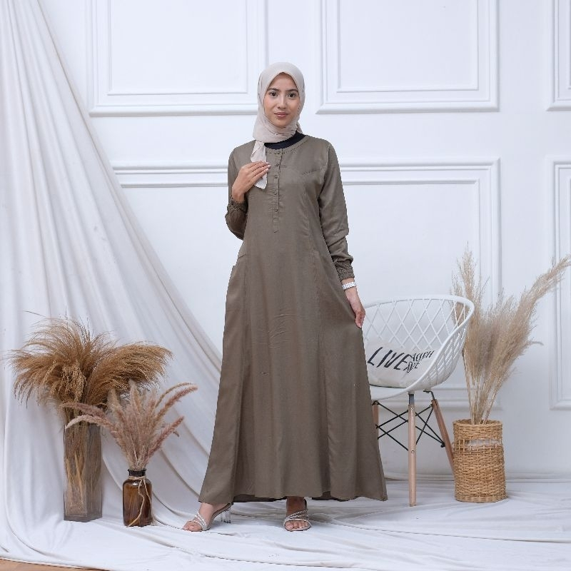 Zora - Gamis Polos Zie Bahan Rayon Twill
