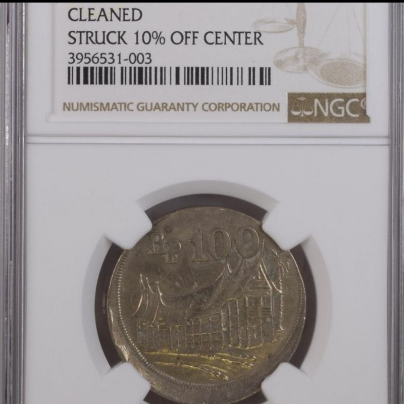 NGC UNC DETAIL koin Indonesia 100 rupiah tebal 1973 salah cetak