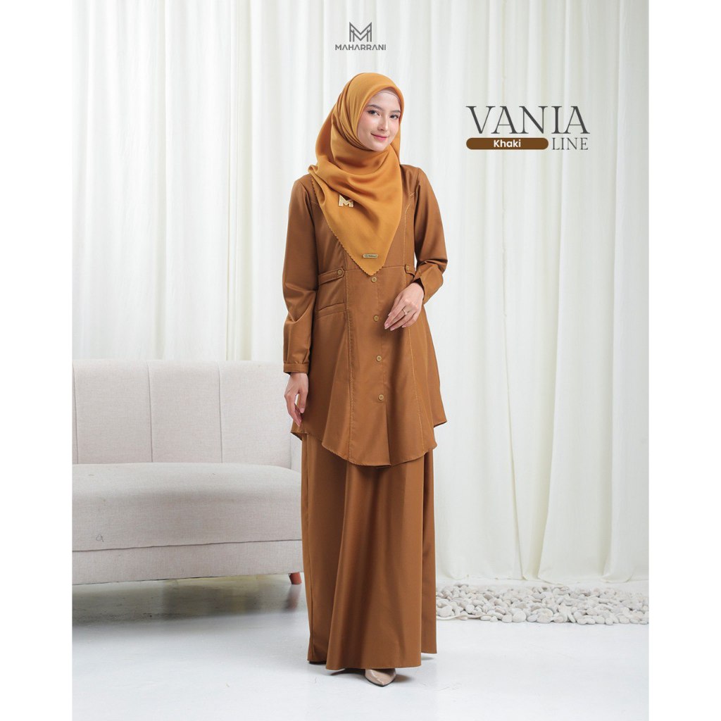 Seragam Dinas Pemda Khaki Gamis Dinas Wanita Katun Toyobo Vania Line Khaki Busui Bumil Friendly