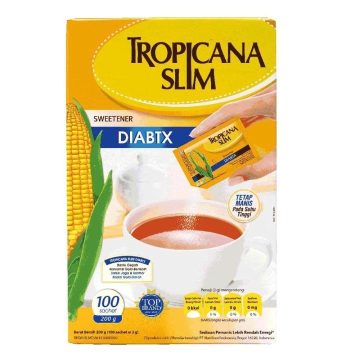 

Tropicana Slim Sweetener Diabtx 100 Sachet 1 Box / Gula Rendah Kalori
