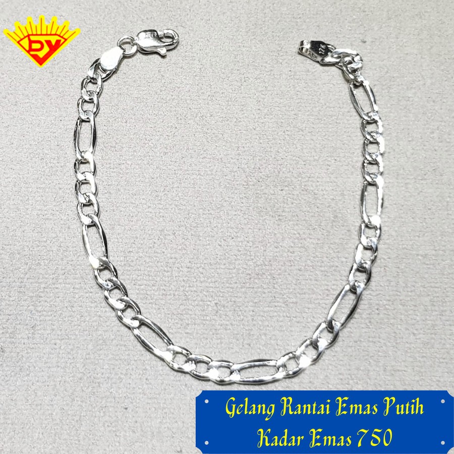 Gelang Rantai Emas Putih 587 Kadar Emas 750