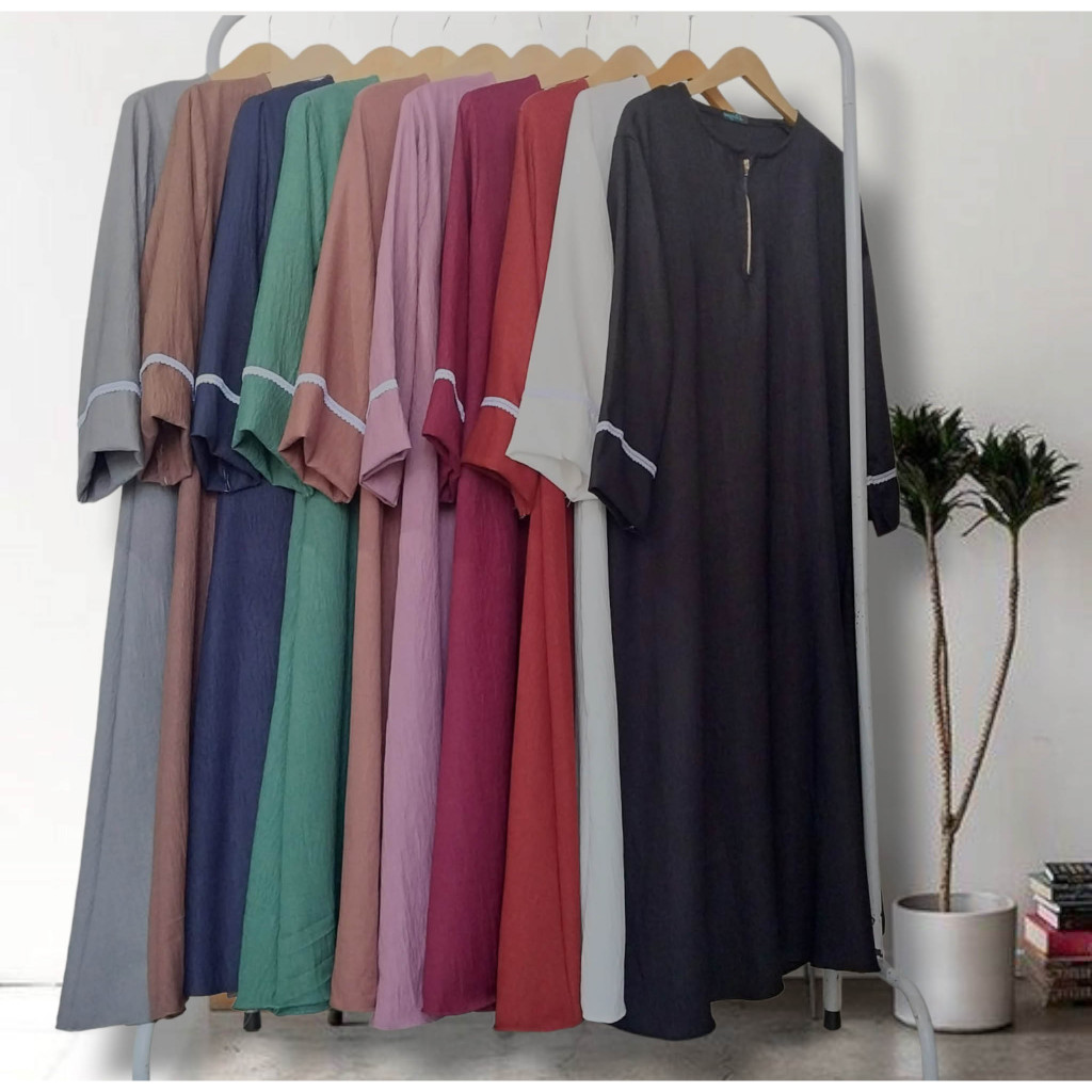 OFFICIAL Gamis Abaya Basic Hitam Putih Bersih Polos Syari Wanita Muslim Busui