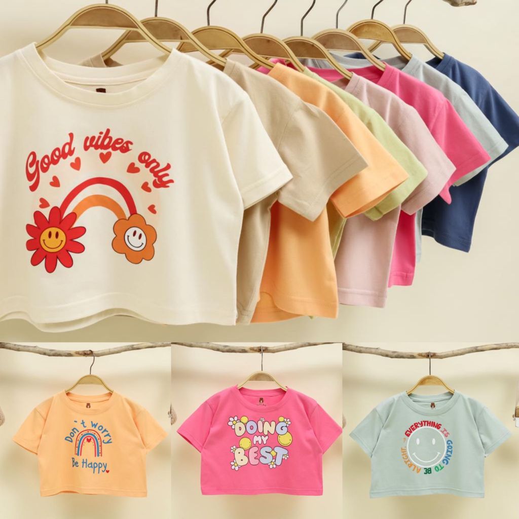 Kumagi- KC01 Zea Crop Top Atasan Anak Perempuan Graphic Tee 1thn-10thn