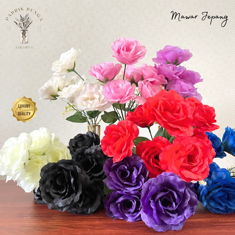 COD (7 Tangkai) Bunga Mawar Rose Jepang Import Plastik / Bunga Mawar Jepang Artificial / Artificial 