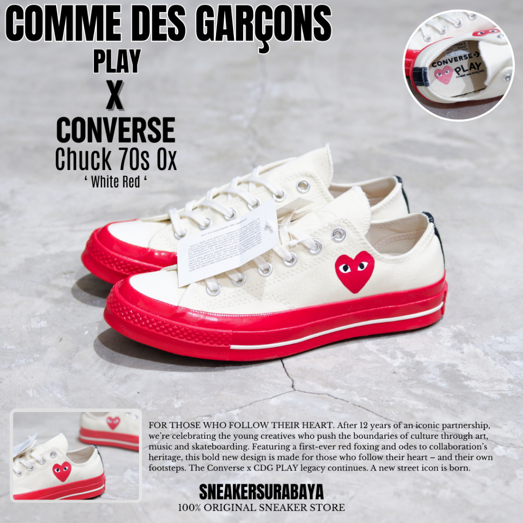 CDG x Converse Chuck Taylor 1970s Ox White Red CT 70S CT 70