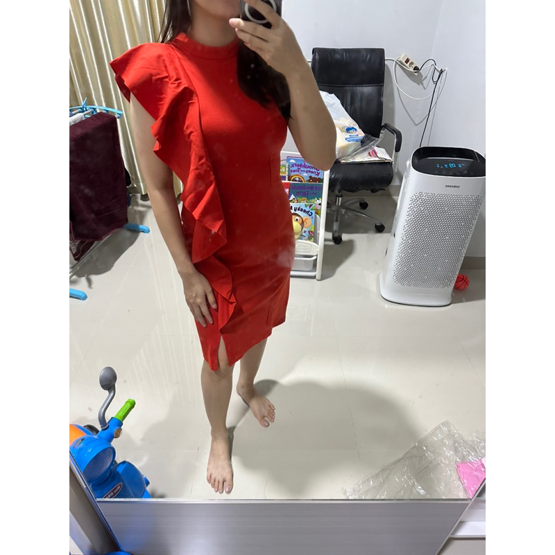 dress rimini ruffle orange